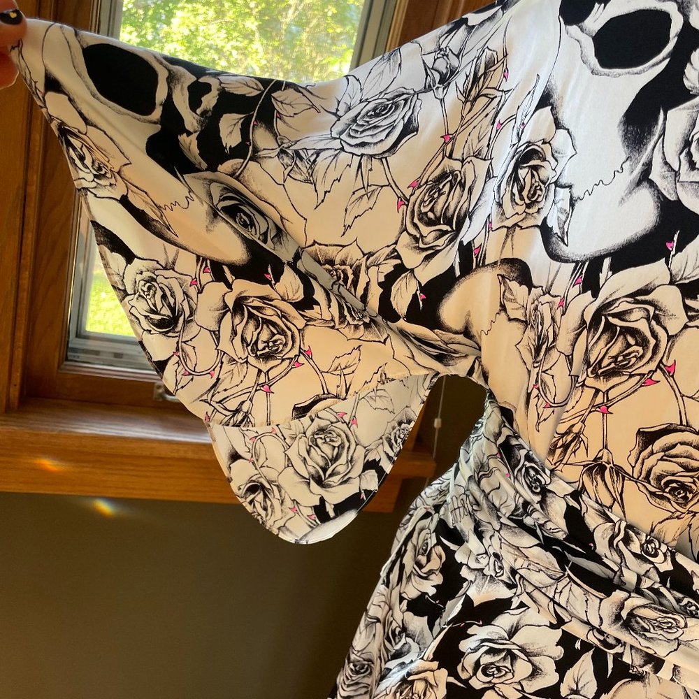 Thomas Wylde Silk Caftan Dress and Scarf - skull and roses! - Picture 5 of 6